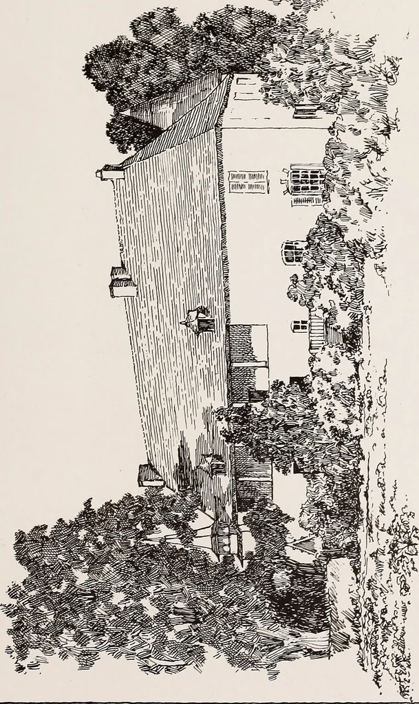 An illustration from Small French buildings; the architecture of town and country, comprising cottages, farmhouses, minor chateaux or manors with their farm groups, small town dwellings, and a few churches, 1921, leaf 212