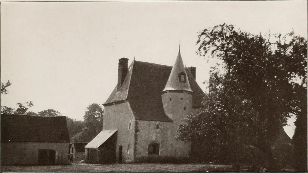 An illustration from Small French buildings; the architecture of town and country, comprising cottages, farmhouses, minor chateaux or manors with their farm groups, small town dwellings, and a few churches, 1921, leaf 214