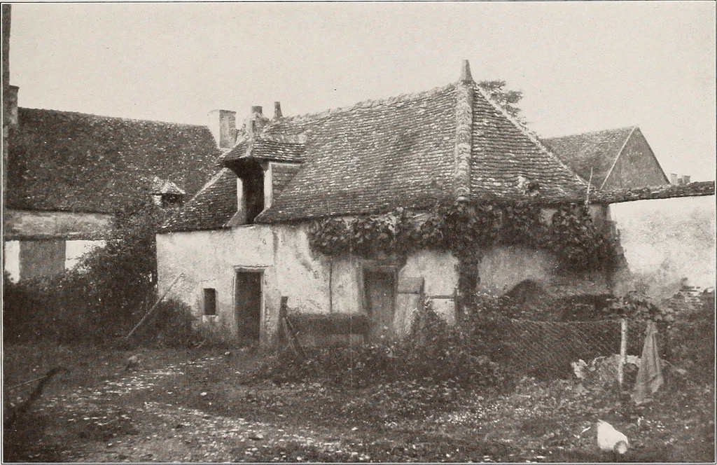 An illustration from Small French buildings; the architecture of town and country, comprising cottages, farmhouses, minor chateaux or manors with their farm groups, small town dwellings, and a few churches, 1921, leaf 230
