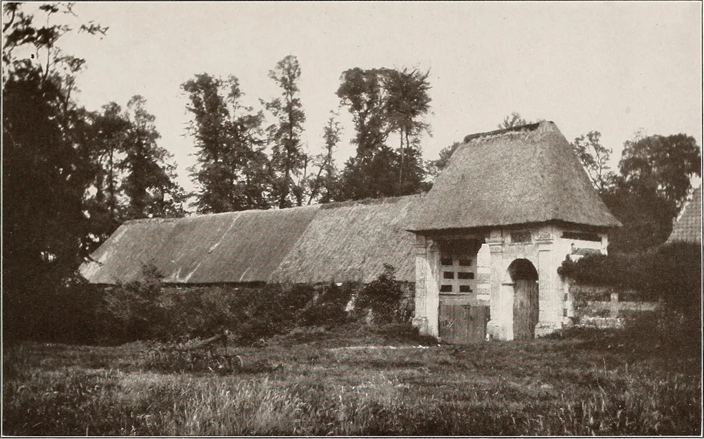 An illustration from Small French buildings; the architecture of town and country, comprising cottages, farmhouses, minor chateaux or manors with their farm groups, small town dwellings, and a few churches, 1921, leaf 232
