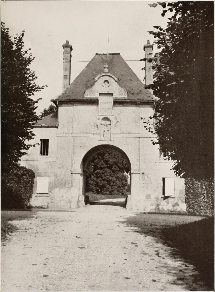 An illustration from Small French buildings; the architecture of town and country, comprising cottages, farmhouses, minor chateaux or manors with their farm groups, small town dwellings, and a few churches, 1921, leaf 240