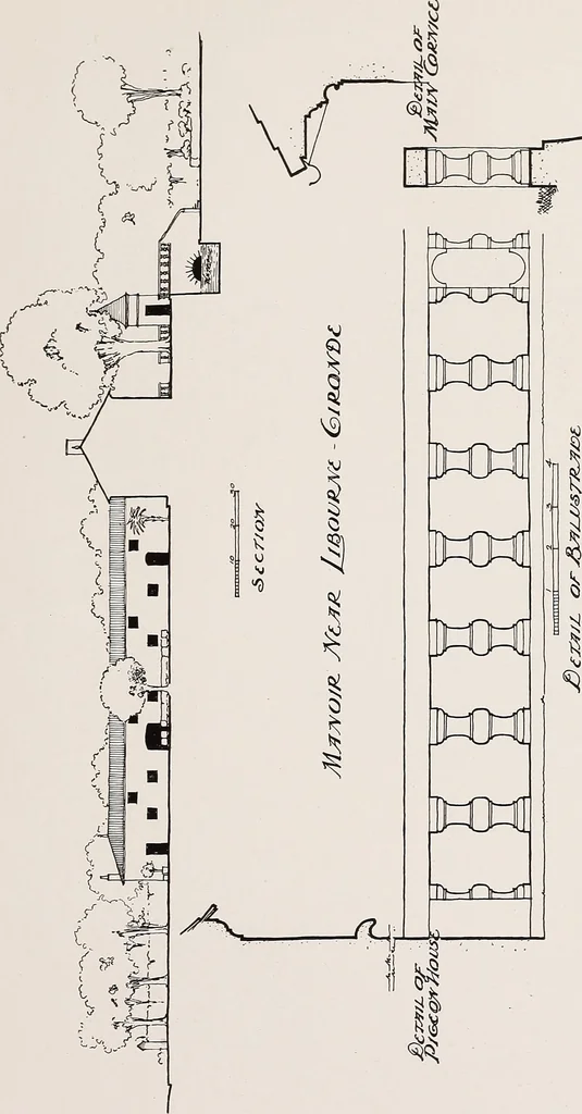 An illustration from Small French buildings; the architecture of town and country, comprising cottages, farmhouses, minor chateaux or manors with their farm groups, small town dwellings, and a few churches, 1921, leaf 248