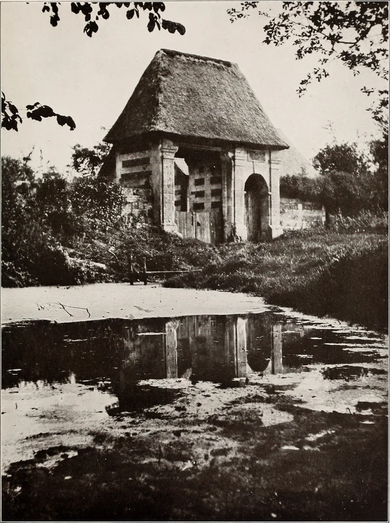 An illustration from Small French buildings; the architecture of town and country, comprising cottages, farmhouses, minor chateaux or manors with their farm groups, small town dwellings, and a few churches, 1921, leaf 256