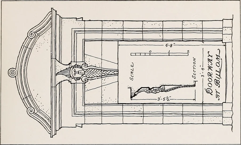 An illustration from Small French buildings; the architecture of town and country, comprising cottages, farmhouses, minor chateaux or manors with their farm groups, small town dwellings, and a few churches, 1921, leaf 284