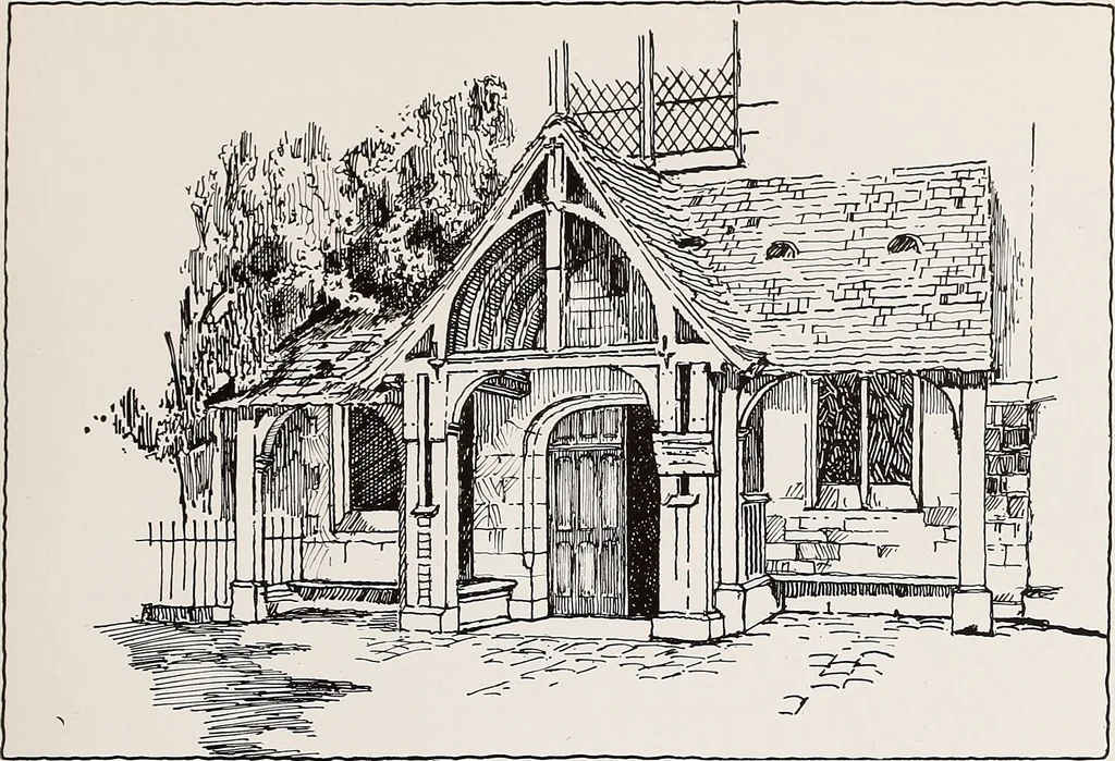 An illustration from Small French buildings; the architecture of town and country, comprising cottages, farmhouses, minor chateaux or manors with their farm groups, small town dwellings, and a few churches, 1921, leaf 286
