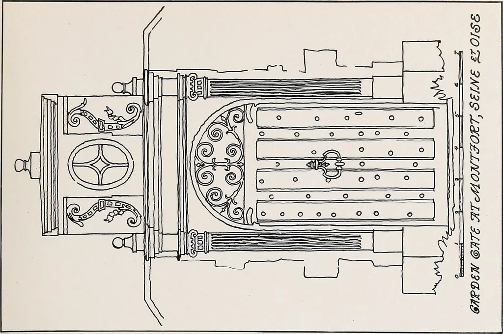 An illustration from Small French buildings; the architecture of town and country, comprising cottages, farmhouses, minor chateaux or manors with their farm groups, small town dwellings, and a few churches, 1921, leaf 292