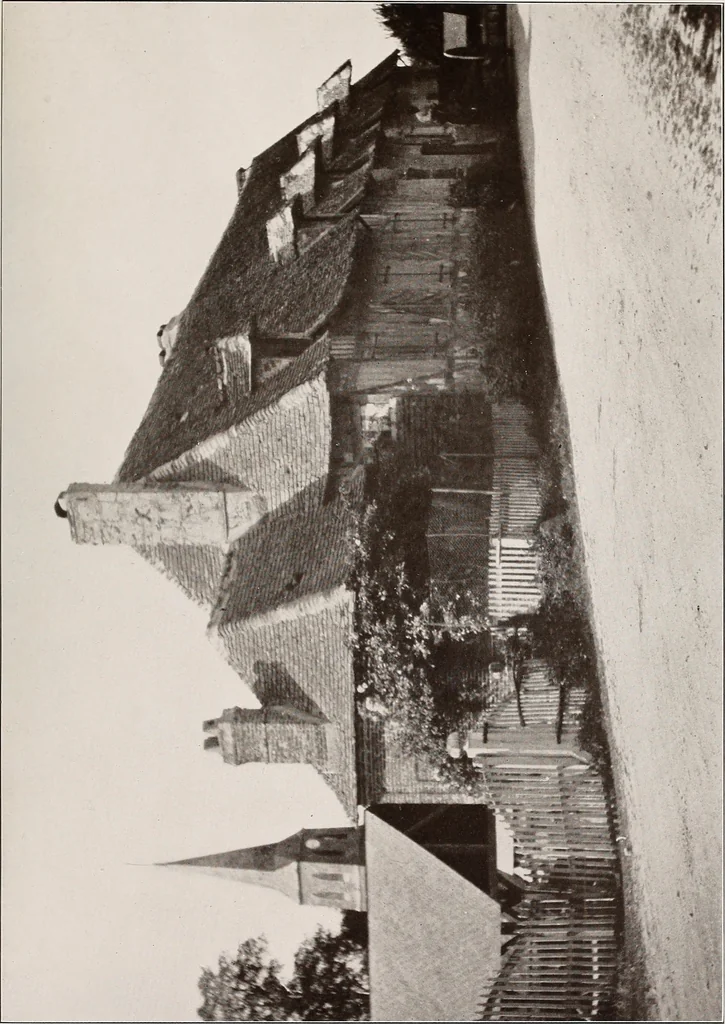 An illustration from Small French buildings; the architecture of town and country, comprising cottages, farmhouses, minor chateaux or manors with their farm groups, small town dwellings, and a few churches, 1921, leaf 48