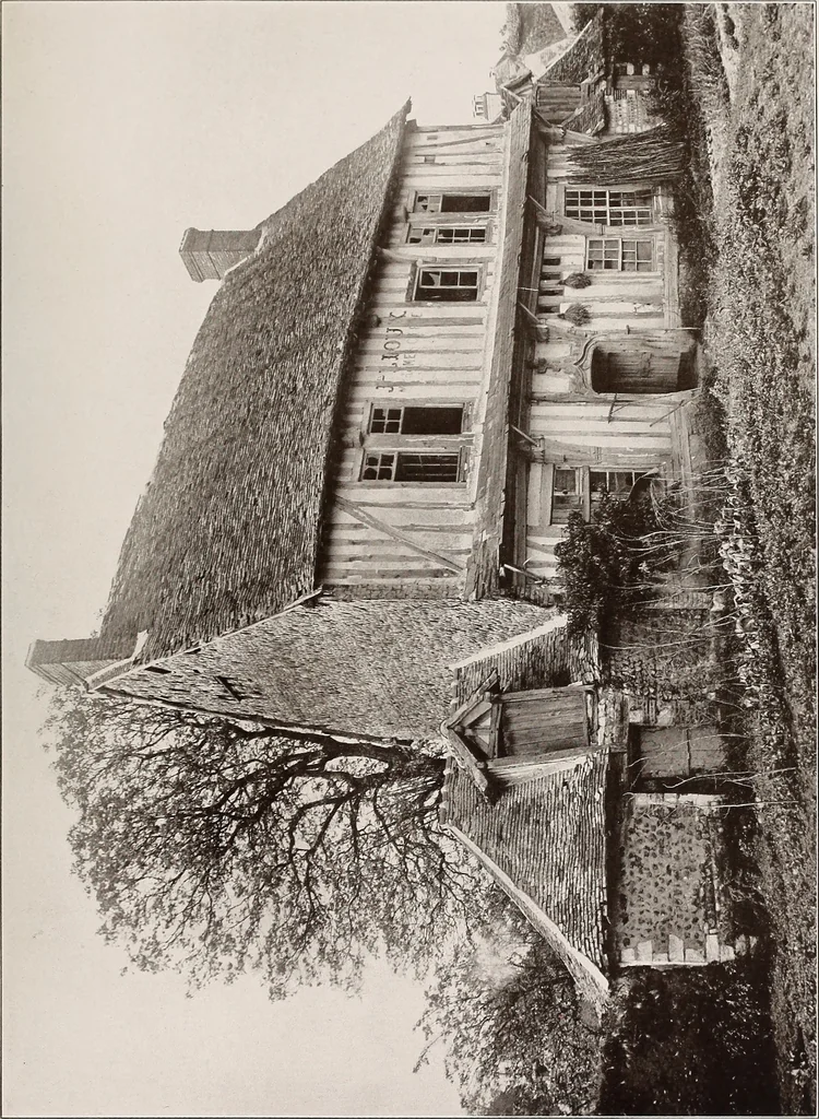 An illustration from Small French buildings; the architecture of town and country, comprising cottages, farmhouses, minor chateaux or manors with their farm groups, small town dwellings, and a few churches, 1921, leaf 50