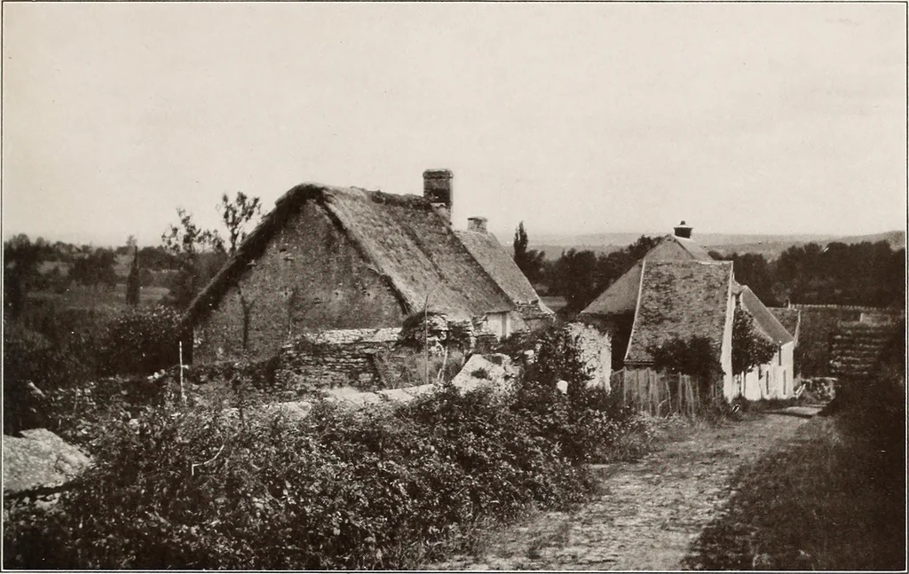An illustration from Small French buildings; the architecture of town and country, comprising cottages, farmhouses, minor chateaux or manors with their farm groups, small town dwellings, and a few churches, 1921, leaf 52
