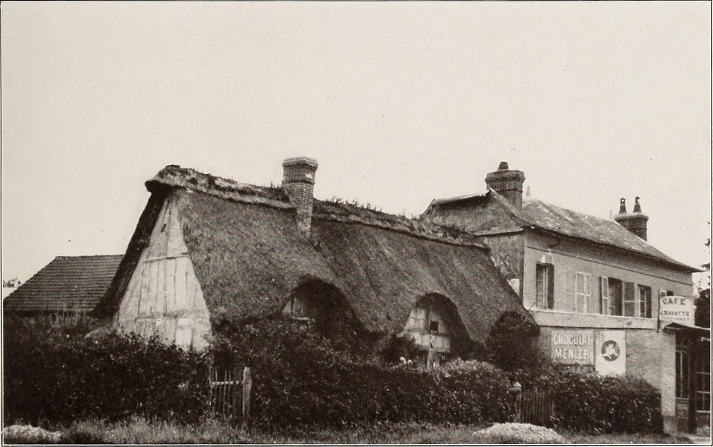 An illustration from Small French buildings; the architecture of town and country, comprising cottages, farmhouses, minor chateaux or manors with their farm groups, small town dwellings, and a few churches, 1921, leaf 52
