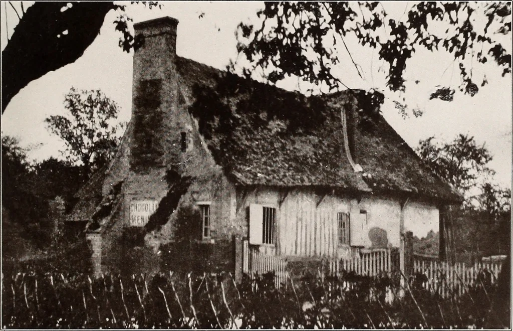 An illustration from Small French buildings; the architecture of town and country, comprising cottages, farmhouses, minor chateaux or manors with their farm groups, small town dwellings, and a few churches, 1921, leaf 56