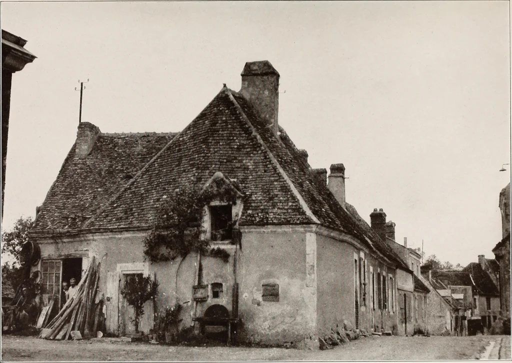 An illustration from Small French buildings; the architecture of town and country, comprising cottages, farmhouses, minor chateaux or manors with their farm groups, small town dwellings, and a few churches, 1921, leaf 60
