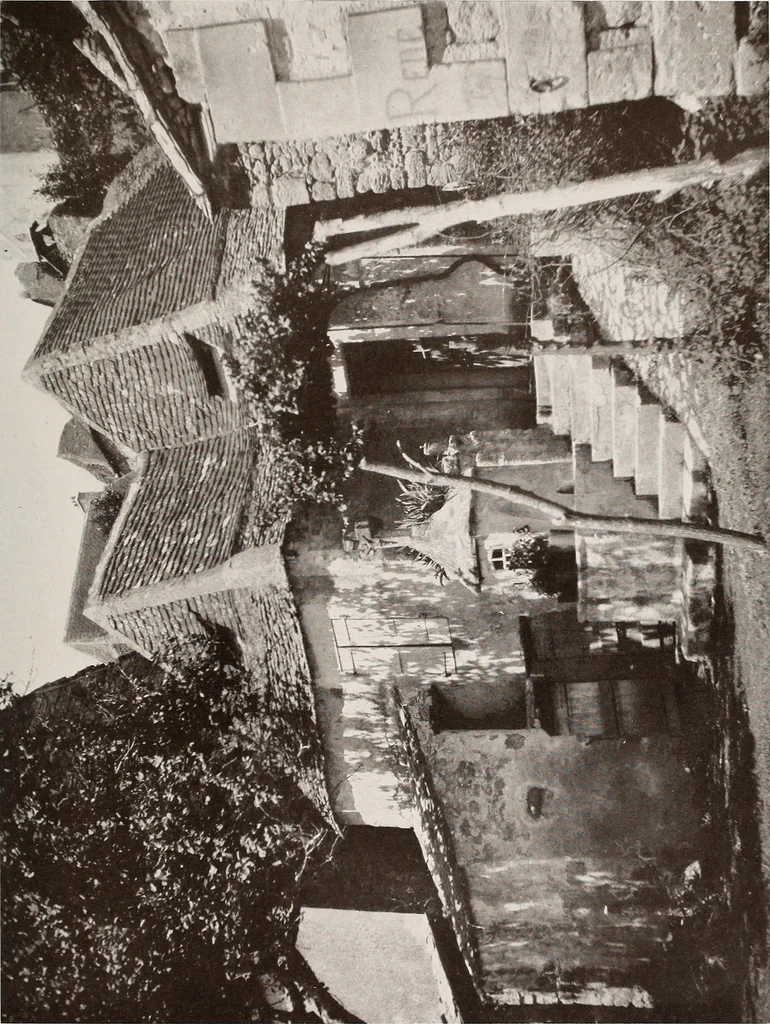 An illustration from Small French buildings; the architecture of town and country, comprising cottages, farmhouses, minor chateaux or manors with their farm groups, small town dwellings, and a few churches, 1921, leaf 62