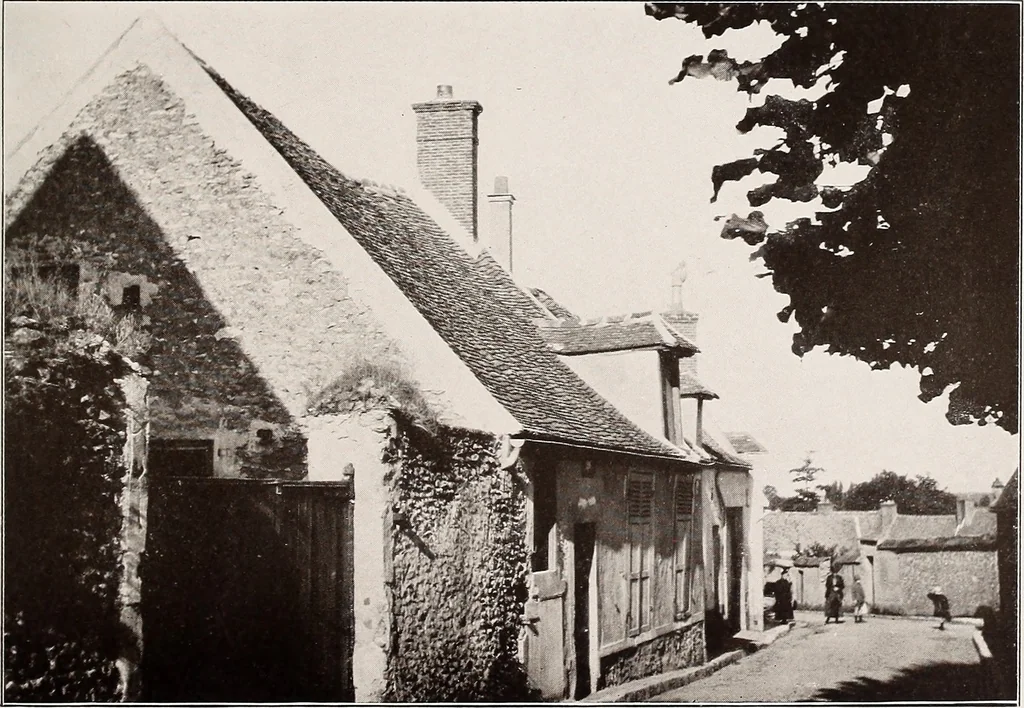 An illustration from Small French buildings; the architecture of town and country, comprising cottages, farmhouses, minor chateaux or manors with their farm groups, small town dwellings, and a few churches, 1921, leaf 64