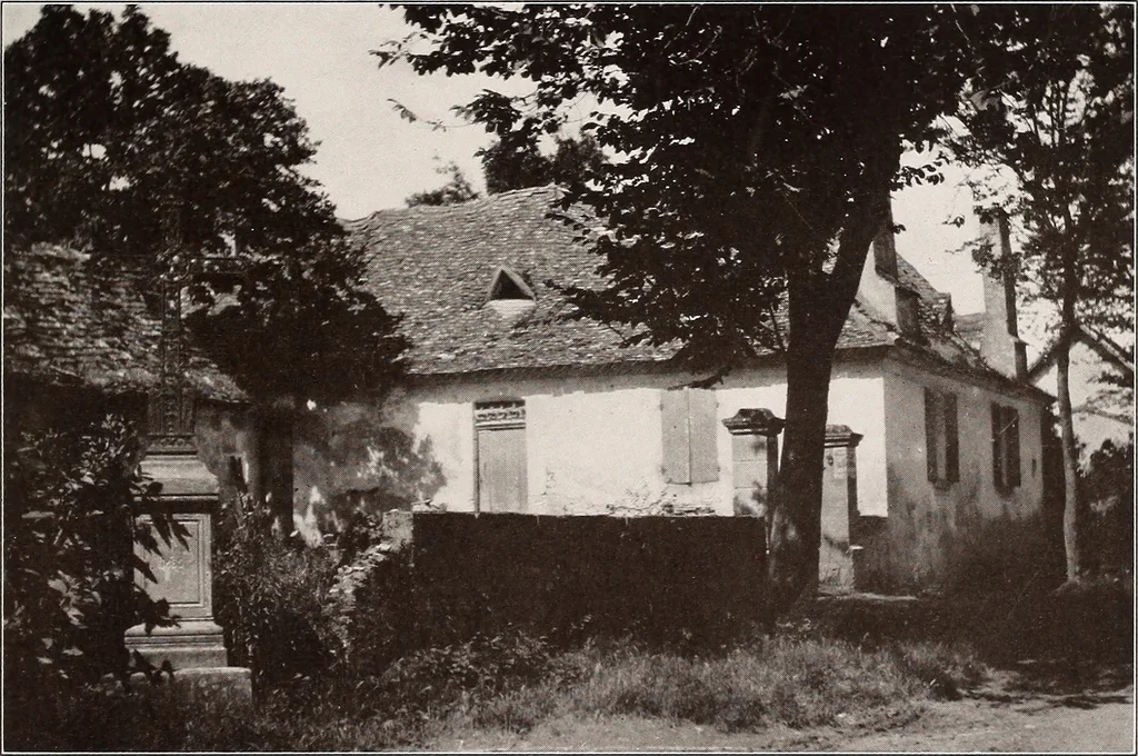 An illustration from Small French buildings; the architecture of town and country, comprising cottages, farmhouses, minor chateaux or manors with their farm groups, small town dwellings, and a few churches, 1921, leaf 76