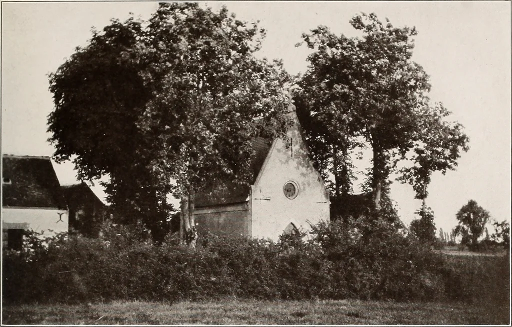 An illustration from Small French buildings; the architecture of town and country, comprising cottages, farmhouses, minor chateaux or manors with their farm groups, small town dwellings, and a few churches, 1921, leaf 80
