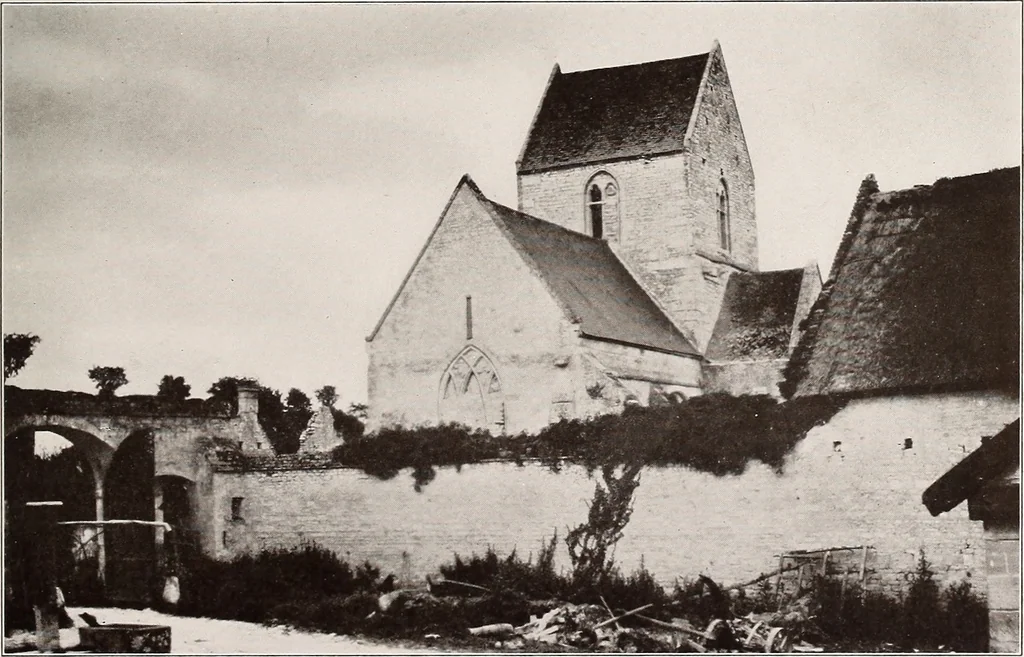 An illustration from Small French buildings; the architecture of town and country, comprising cottages, farmhouses, minor chateaux or manors with their farm groups, small town dwellings, and a few churches, 1921, leaf 80