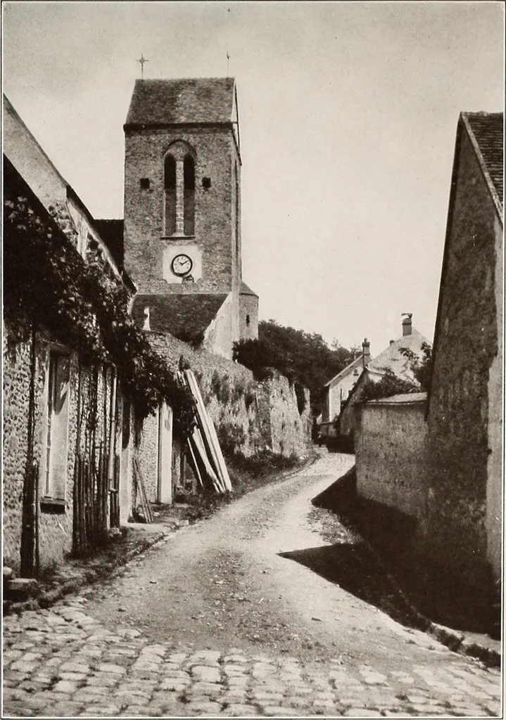 An illustration from Small French buildings; the architecture of town and country, comprising cottages, farmhouses, minor chateaux or manors with their farm groups, small town dwellings, and a few churches, 1921, leaf 82