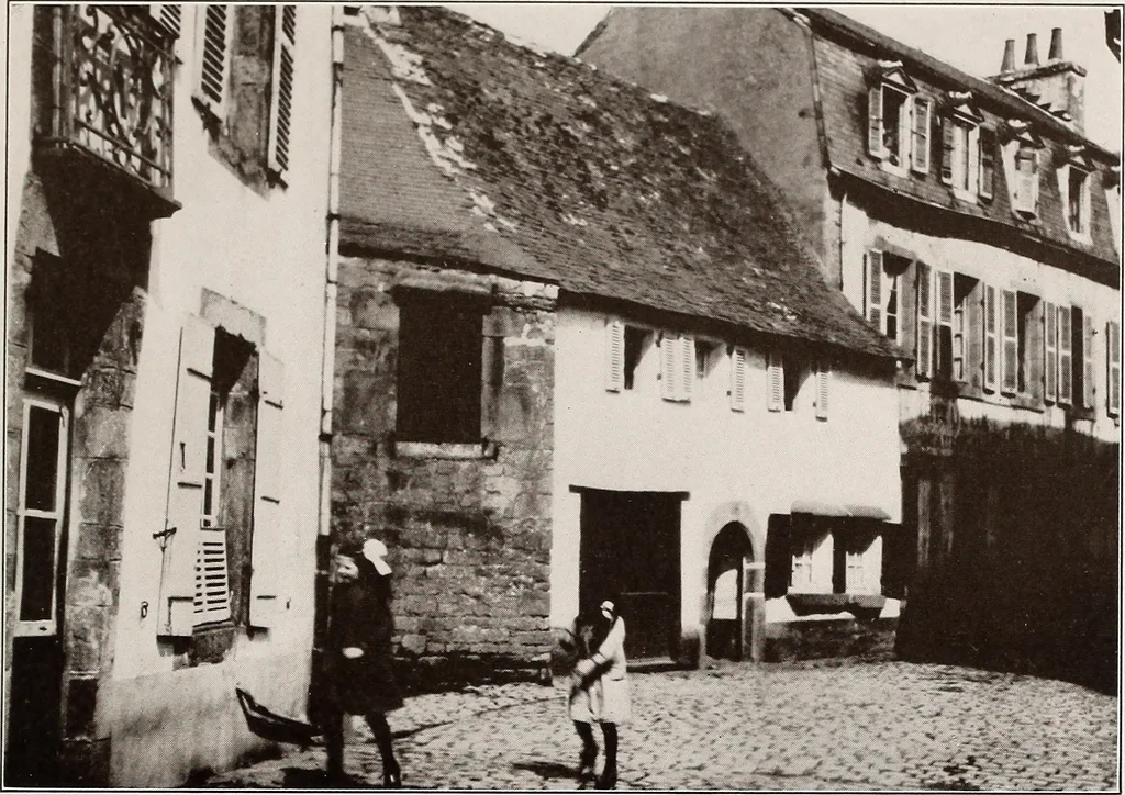 An illustration from Small French buildings; the architecture of town and country, comprising cottages, farmhouses, minor chateaux or manors with their farm groups, small town dwellings, and a few churches, 1921, leaf 98