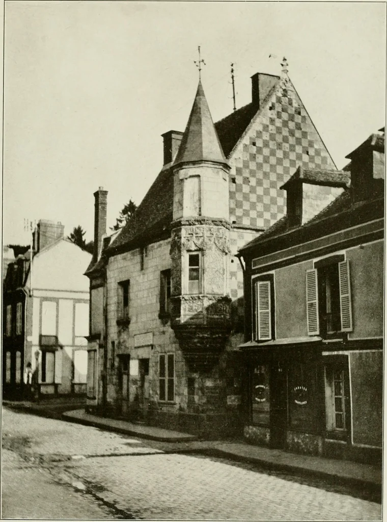 An illustration from Small French buildings; the architecture of town and country, comprising cottages, farmhouses, minor chateaux or manors with their farm groups, small town dwellings, and a few churches, 1921, leaf 114