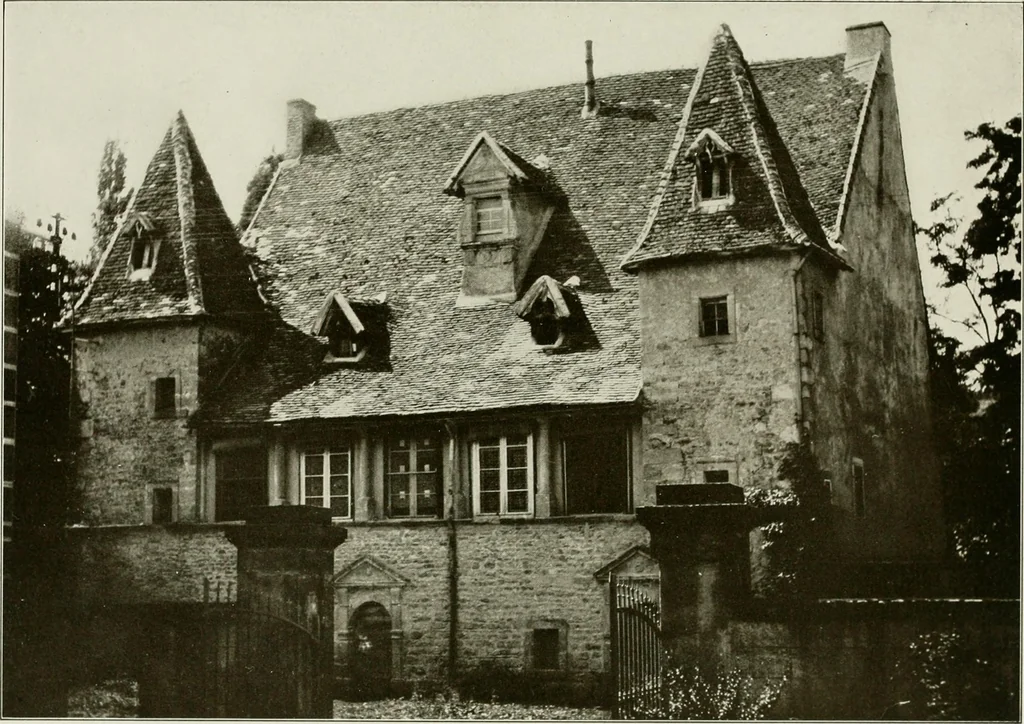 An illustration from Small French buildings; the architecture of town and country, comprising cottages, farmhouses, minor chateaux or manors with their farm groups, small town dwellings, and a few churches, 1921, leaf 122