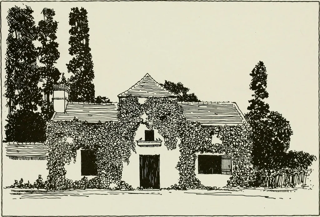 An illustration from Small French buildings; the architecture of town and country, comprising cottages, farmhouses, minor chateaux or manors with their farm groups, small town dwellings, and a few churches, 1921, leaf 140