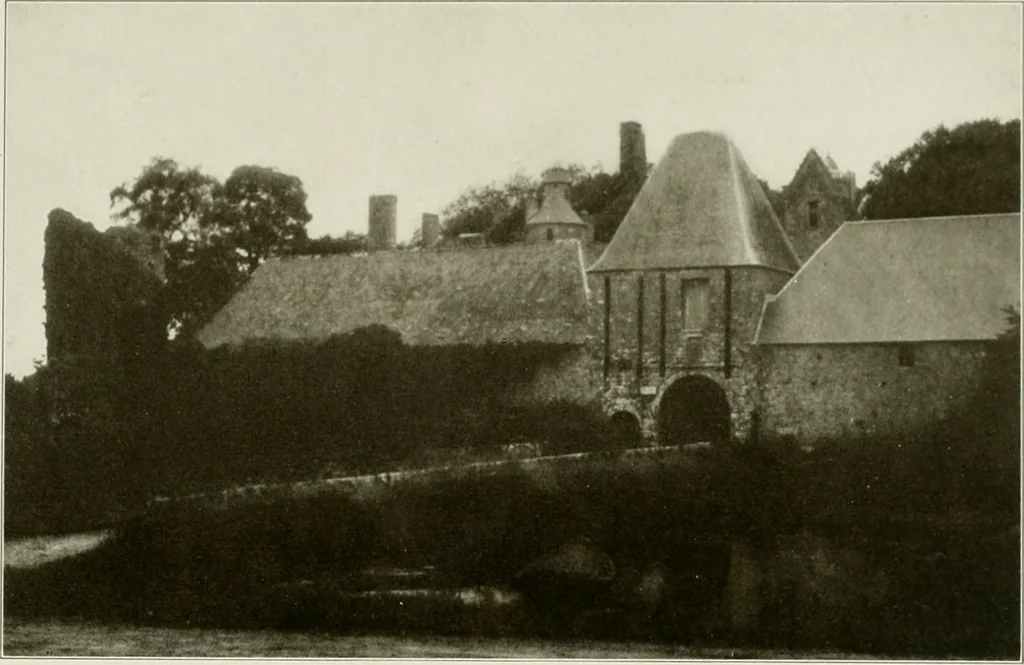 An illustration from Small French buildings; the architecture of town and country, comprising cottages, farmhouses, minor chateaux or manors with their farm groups, small town dwellings, and a few churches, 1921, leaf 144