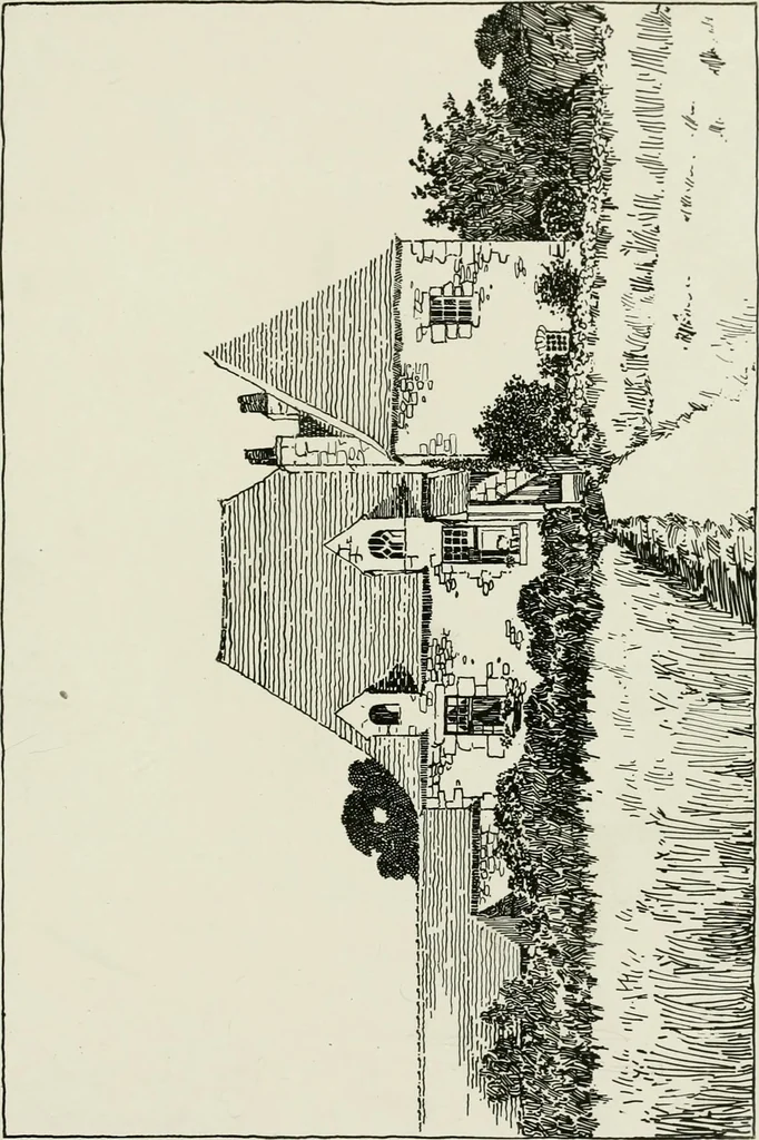 An illustration from Small French buildings; the architecture of town and country, comprising cottages, farmhouses, minor chateaux or manors with their farm groups, small town dwellings, and a few churches, 1921, leaf 146