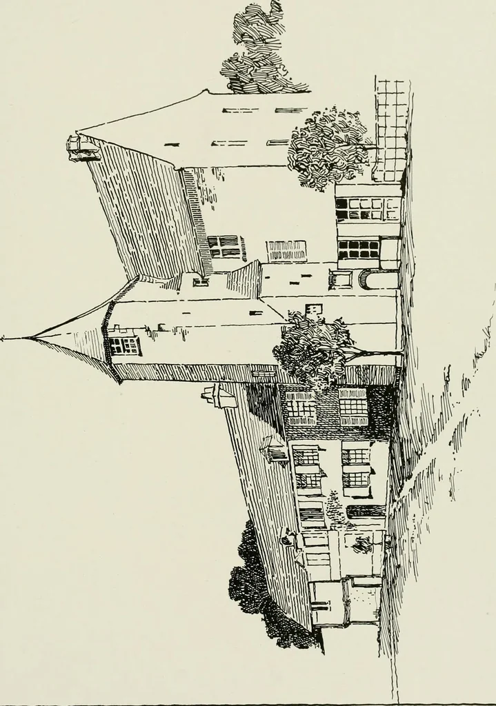 An illustration from Small French buildings; the architecture of town and country, comprising cottages, farmhouses, minor chateaux or manors with their farm groups, small town dwellings, and a few churches, 1921, leaf 158