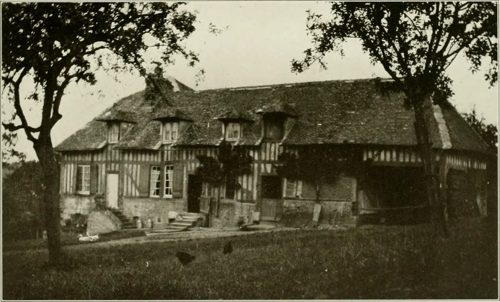 An illustration from Small French buildings; the architecture of town and country, comprising cottages, farmhouses, minor chateaux or manors with their farm groups, small town dwellings, and a few churches, 1921, leaf 164