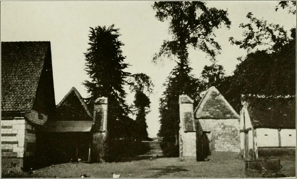 An illustration from Small French buildings; the architecture of town and country, comprising cottages, farmhouses, minor chateaux or manors with their farm groups, small town dwellings, and a few churches, 1921, leaf 166