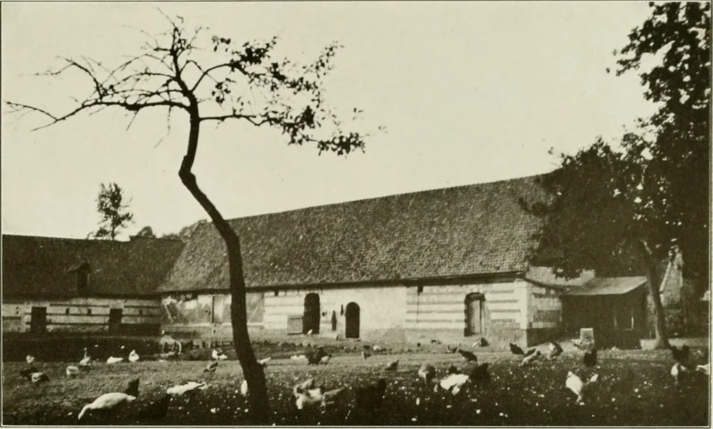 An illustration from Small French buildings; the architecture of town and country, comprising cottages, farmhouses, minor chateaux or manors with their farm groups, small town dwellings, and a few churches, 1921, leaf 168
