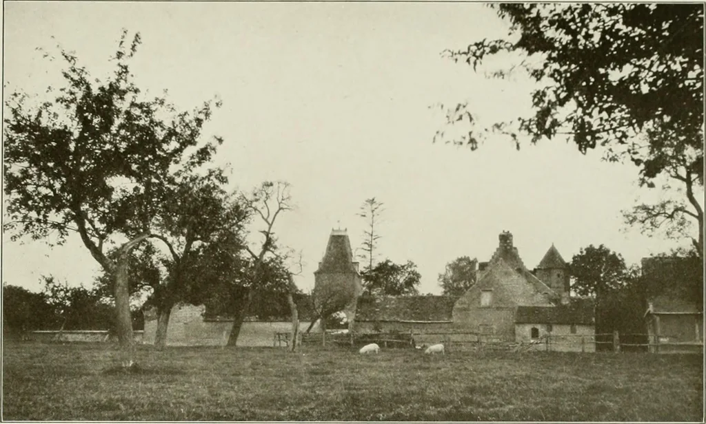 An illustration from Small French buildings; the architecture of town and country, comprising cottages, farmhouses, minor chateaux or manors with their farm groups, small town dwellings, and a few churches, 1921, leaf 170