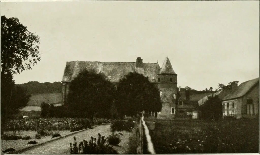 An illustration from Small French buildings; the architecture of town and country, comprising cottages, farmhouses, minor chateaux or manors with their farm groups, small town dwellings, and a few churches, 1921, leaf 172