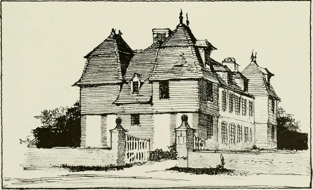 An illustration from Small French buildings; the architecture of town and country, comprising cottages, farmhouses, minor chateaux or manors with their farm groups, small town dwellings, and a few churches, 1921, leaf 176