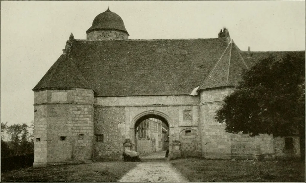 An illustration from Small French buildings; the architecture of town and country, comprising cottages, farmhouses, minor chateaux or manors with their farm groups, small town dwellings, and a few churches, 1921, leaf 178