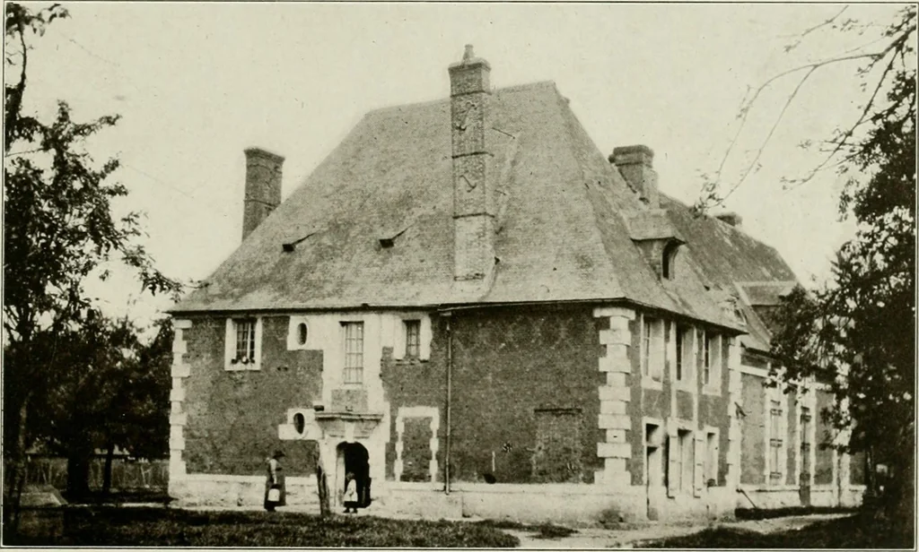 An illustration from Small French buildings; the architecture of town and country, comprising cottages, farmhouses, minor chateaux or manors with their farm groups, small town dwellings, and a few churches, 1921, leaf 180