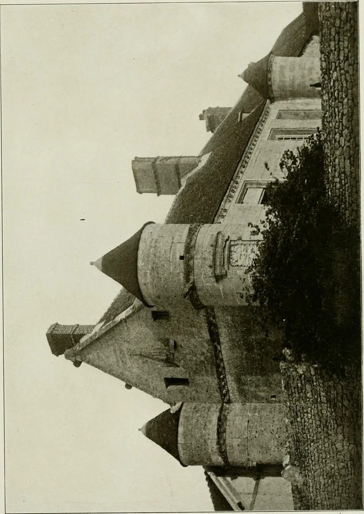 An illustration from Small French buildings; the architecture of town and country, comprising cottages, farmhouses, minor chateaux or manors with their farm groups, small town dwellings, and a few churches, 1921, leaf 182