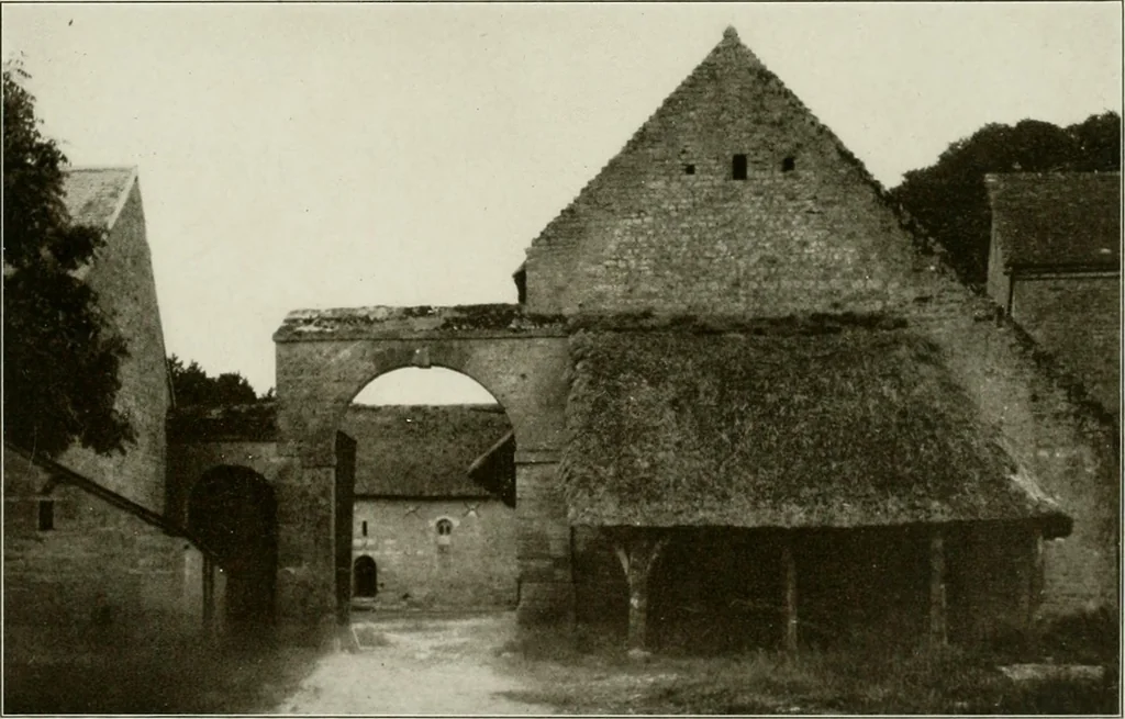 An illustration from Small French buildings; the architecture of town and country, comprising cottages, farmhouses, minor chateaux or manors with their farm groups, small town dwellings, and a few churches, 1921, leaf 184