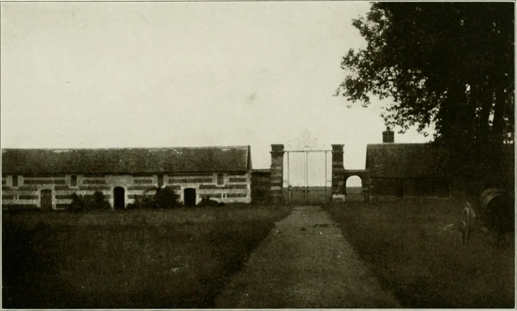 An illustration from Small French buildings; the architecture of town and country, comprising cottages, farmhouses, minor chateaux or manors with their farm groups, small town dwellings, and a few churches, 1921, leaf 186