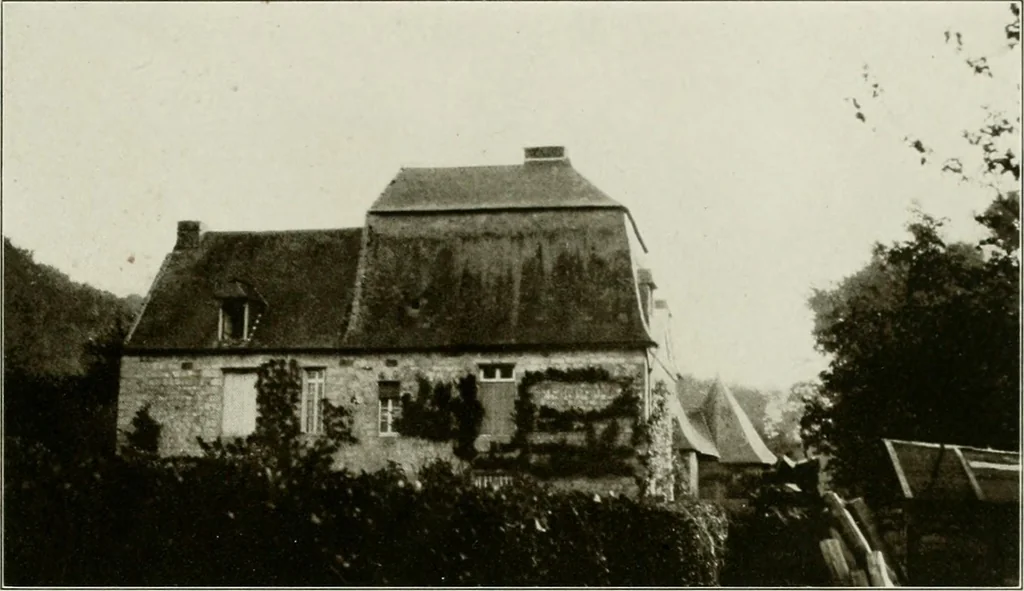 An illustration from Small French buildings; the architecture of town and country, comprising cottages, farmhouses, minor chateaux or manors with their farm groups, small town dwellings, and a few churches, 1921, leaf 190