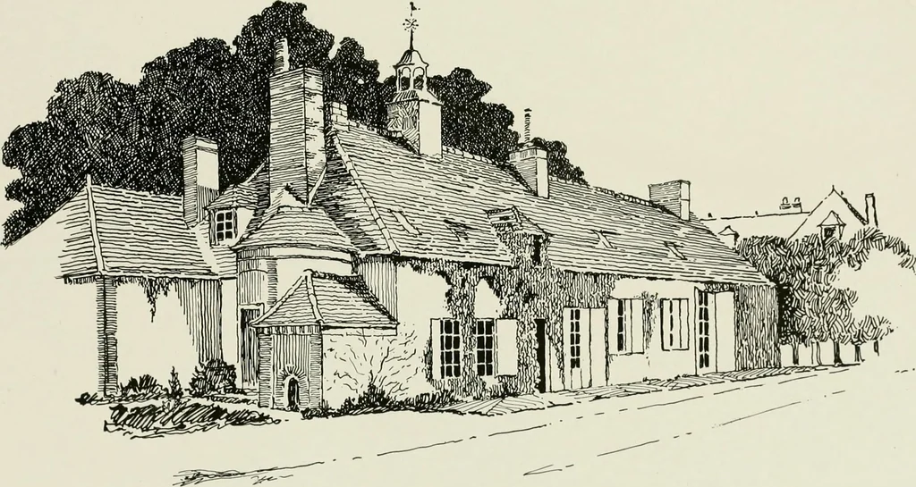 An illustration from Small French buildings; the architecture of town and country, comprising cottages, farmhouses, minor chateaux or manors with their farm groups, small town dwellings, and a few churches, 1921, leaf 204