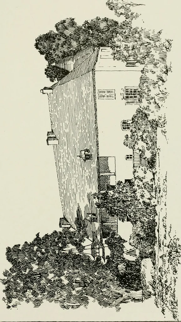 An illustration from Small French buildings; the architecture of town and country, comprising cottages, farmhouses, minor chateaux or manors with their farm groups, small town dwellings, and a few churches, 1921, leaf 212
