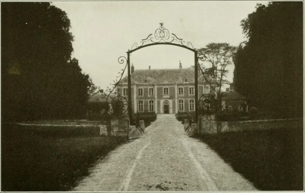 An illustration from Small French buildings; the architecture of town and country, comprising cottages, farmhouses, minor chateaux or manors with their farm groups, small town dwellings, and a few churches, 1921, leaf 216
