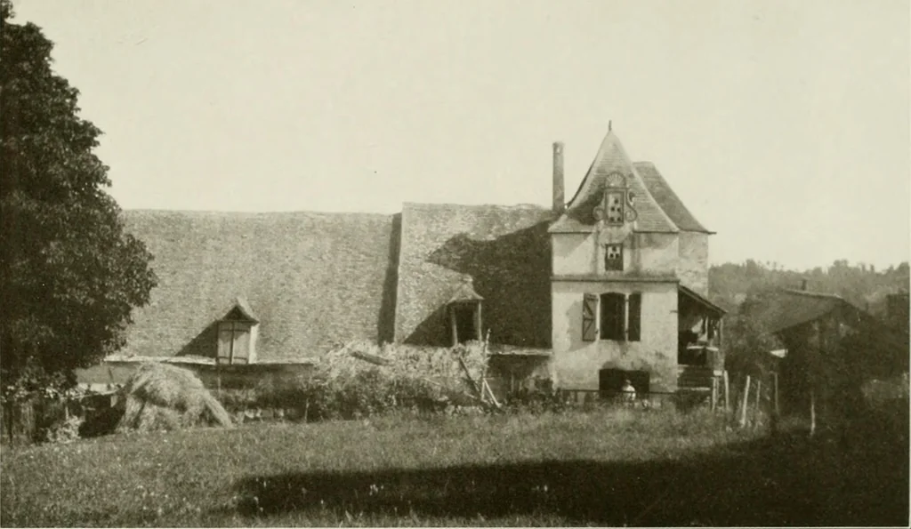 An illustration from Small French buildings; the architecture of town and country, comprising cottages, farmhouses, minor chateaux or manors with their farm groups, small town dwellings, and a few churches, 1921, leaf 226