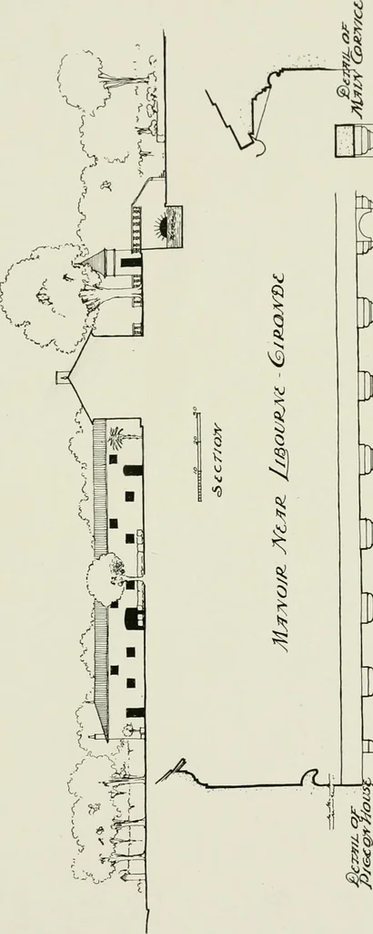 An illustration from Small French buildings; the architecture of town and country, comprising cottages, farmhouses, minor chateaux or manors with their farm groups, small town dwellings, and a few churches, 1921, leaf 248