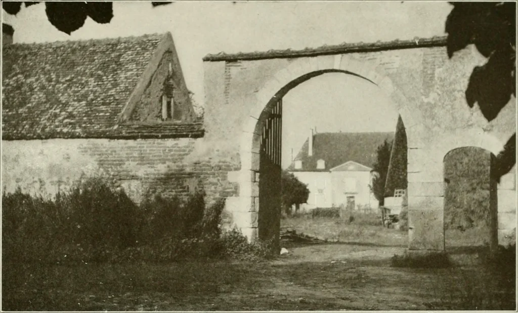 An illustration from Small French buildings; the architecture of town and country, comprising cottages, farmhouses, minor chateaux or manors with their farm groups, small town dwellings, and a few churches, 1921, leaf 250