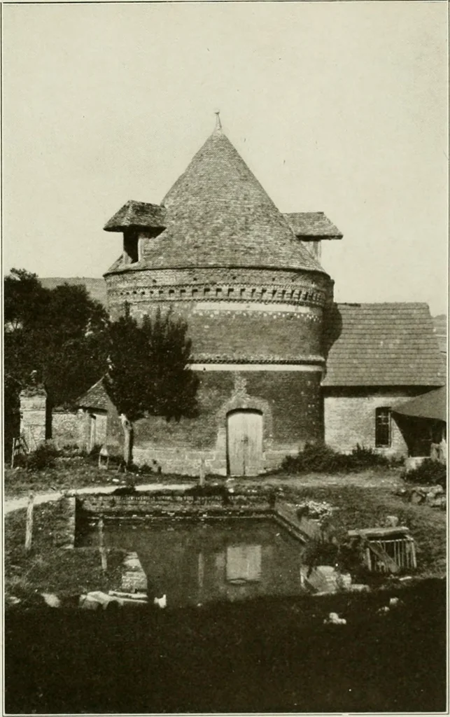 An illustration from Small French buildings; the architecture of town and country, comprising cottages, farmhouses, minor chateaux or manors with their farm groups, small town dwellings, and a few churches, 1921, leaf 258