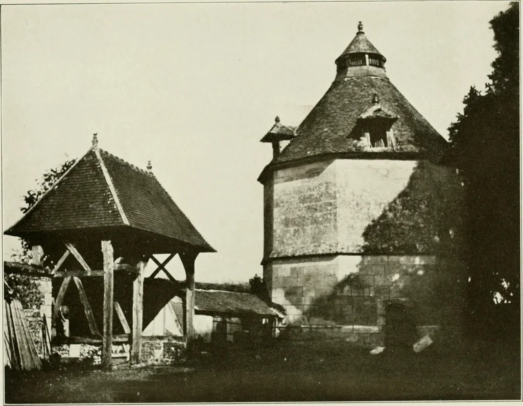 An illustration from Small French buildings; the architecture of town and country, comprising cottages, farmhouses, minor chateaux or manors with their farm groups, small town dwellings, and a few churches, 1921, leaf 260