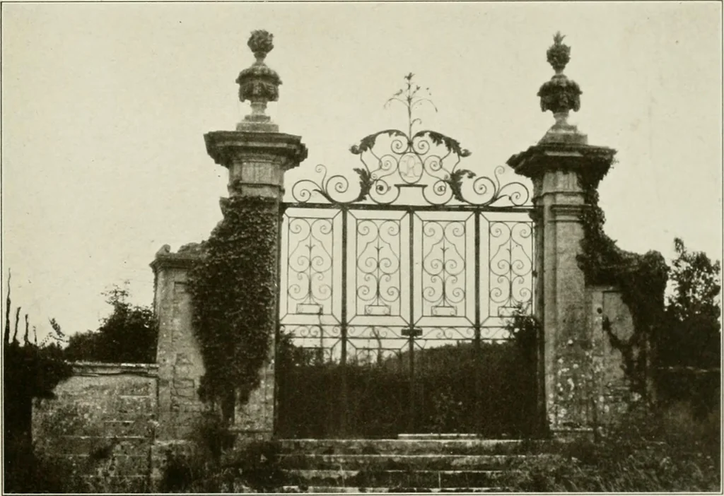 An illustration from Small French buildings; the architecture of town and country, comprising cottages, farmhouses, minor chateaux or manors with their farm groups, small town dwellings, and a few churches, 1921, leaf 274
